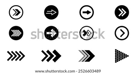 Swipe icon set. Swipe right. Swipe or slide right side icon set. Scroll screen to right side icon set.