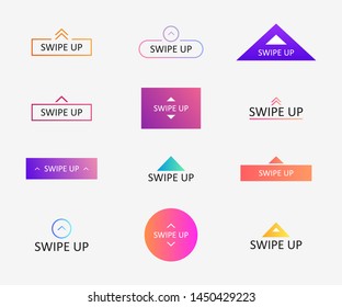 Swipe Up Icon Set For Social Media Stories, Scroll Pictogram. Arrow Up Logo For Blogger.
