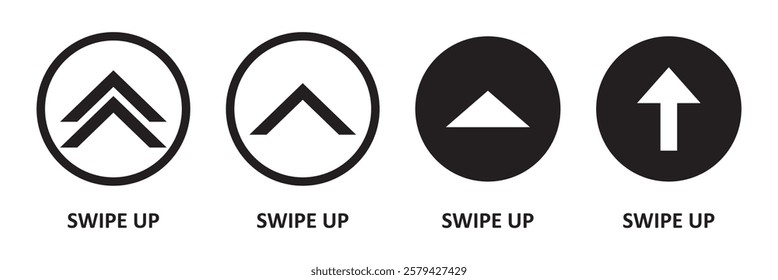 swipe up icon vector button. scroll arrow pointing up. drag to read learn more. isolated on white background. internet graphic concept. modern shape line.
