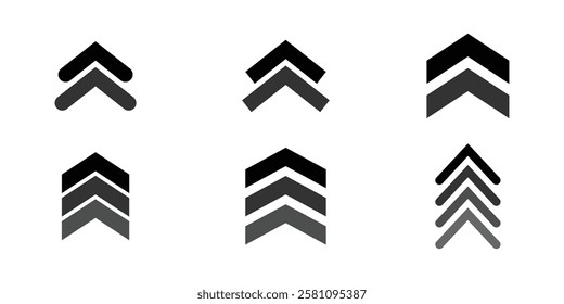 Swipe up icon vector. Scroll arrow pointing up. Swipe up arrow icon set isolated on white background.