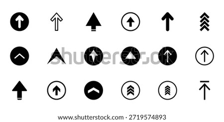 Swipe up icon vector solid set. Swipe icon. Scroll icon element for social media. Set swipe up arrows icons. Different black arrows sign upwards. Scroll or swipe up. Graphic vector elements for web.