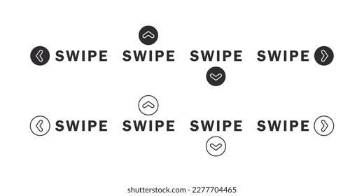 Swipe up icons. Slide or swipe. Modern swipe symbols. Scrolling slide icons. Vector scalable graphics