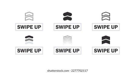 Swipe up icons. Slide signs. Conceptual swipe symbols. Scrolling slide icons. Vector scalable graphics
