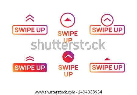 Swipe up insta story icon. Scroll arrow drag button, social media interface action icon.