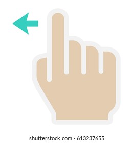 Swipe left flat icon, touch and hand gestures, mobile interface and drag down vector graphics, a colorful solid pattern on a white background, eps 10.