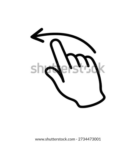 Swipe Left Gesture Hand Icon Black And White Vector Line Art Touchscreen Navigation Symbol