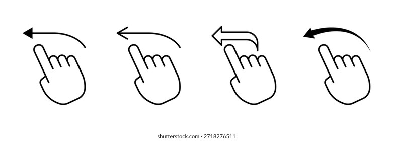 Swipe Left Hand Gesture Icon Set Outline