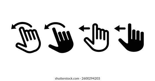 Swipe Left Hand Gestures Icons Vector Design Illustration On White Background