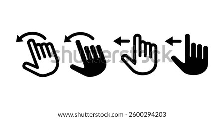 Swipe Left Hand Gestures Icons Vector Design Illustration On White Background
