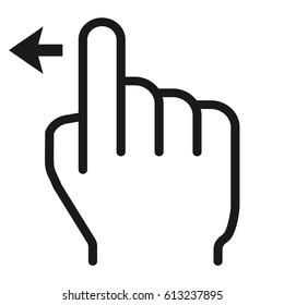 Swipe left line icon, touch and hand gestures, mobile interface and drag down vector graphics, a linear pattern on a white background, eps 10.