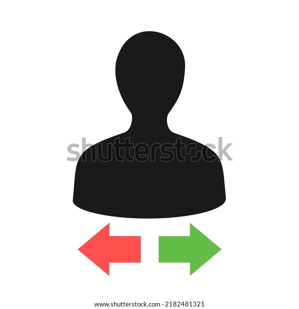 Swipe to the left\
or right - choosing and selecting profile of man and human. Choice\
and selection made by negative or positive arrow. Vector\
illustration isolated on\
white.