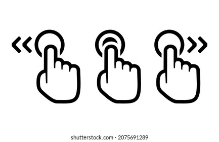 Swipe Left, Right Gestures. Slider Hand, Finger Push Button. Illustration Vector