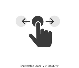 Swipe left right glyph simple icon, slide drag hand finger touch screen gesture vector graphic pictogram black, horizontal scroll info hint switch image clip art