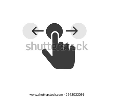 Swipe left right glyph simple icon, slide drag hand finger touch screen gesture vector graphic pictogram black, horizontal scroll info hint switch image clip art