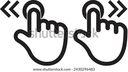 Swipe left or right icon set. Swipe with left hand icon