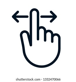 Swipe to Left and Right Using Index Finger Hand Cursor Icon Outline