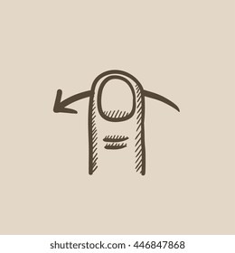 Swipe left touch screen gesture vector sketch icon isolated on background. Hand drawn Swipe left touch screen gesture icon. Swipe left touch screen gesture sketch icon for infographic, website or app.
