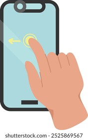 Linker Touchscreen Geste Hand auf Smartphone Vektorgrafik