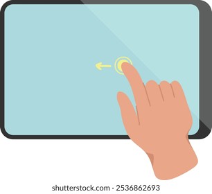 Passe A Mão Do Gesto De Toque Para A Esquerda Na Ilustração De Vetor De Tablet