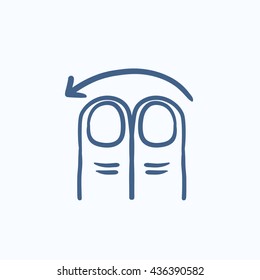 Swipe left with two fingers vector sketch icon isolated on background. Hand drawn touch screen gesture down icon. Touch screen gesture down sketch icon for infographic, website or app.