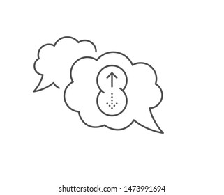 Swipe up line icon. Chat bubble design. Scrolling arrow sign. Landing page scroll symbol. Outline concept. Thin line swipe up icon. Vector