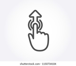 Swipe Up Line Icon. Move Finger Sign. Touch Technology Symbol. Quality Design Element. Classic Style Swipe Up Hand. Editable Stroke. Vector