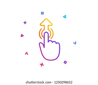 Swipe up line icon. Move finger sign. Touch technology symbol. Gradient line button. Swipe up icon design. Colorful geometric shapes. Vector