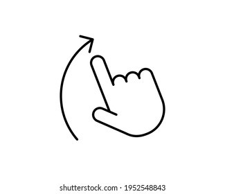 Swipe up line icon. Move finger sign. Touch technology symbol. Quality design element. Classic style swipe up hand. Editable stroke. Vector.