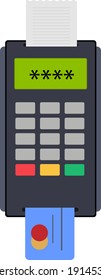 Swipe machine, illustration, vector on a white background.