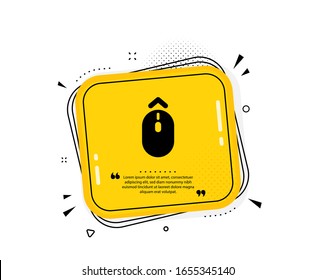 Swipe up mouse icon. Quote speech bubble. Scrolling arrow sign. Landing page scroll symbol. Quotation marks. Classic swipe up icon. Vector
