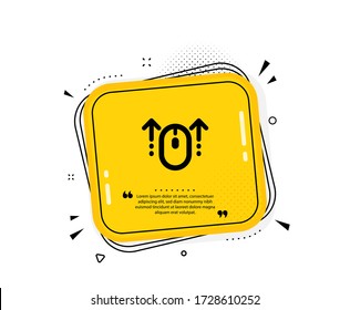 Girar el icono del ratón. Burbuja del discurso de citas. Señal de flecha de desplazamiento. Símbolo de desplazamiento de la página de inicio. Marcas de citado. Icono de golpe clásico. Vector