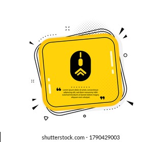 Girar el icono del ratón. Burbuja del discurso de citas. Señal de flecha de desplazamiento. Símbolo de desplazamiento de la página de inicio. Marcas de citado. Icono de golpe clásico. Vector