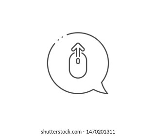 Swipe up mouse line icon. Chat bubble design. Scrolling arrow sign. Landing page scroll symbol. Outline concept. Thin line swipe up icon. Vector