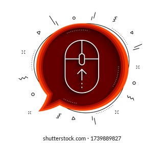 Icono de la línea del ratón. Burbuja de chat con sombra. Señal de flecha de desplazamiento. Símbolo de desplazamiento de la página de inicio. Icono de la línea delgada. Vector