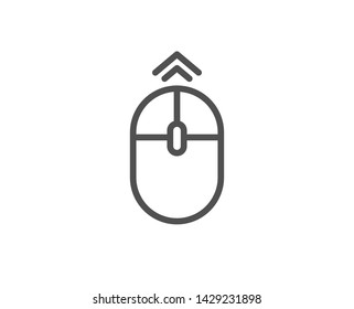 Swipe up mouse line icon. Scrolling arrow sign. Landing page scroll symbol. Quality design element. Linear style swipe up icon. Editable stroke. Vector