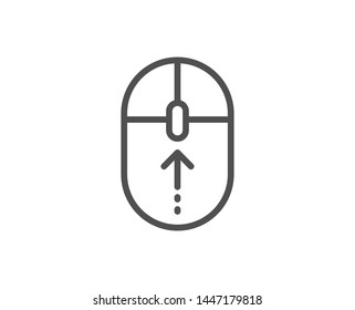Swipe up mouse line icon. Scrolling arrow sign. Landing page scroll symbol. Quality design element. Linear style swipe up icon. Editable stroke. Vector