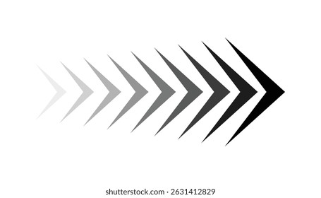 Deslice a la derecha. señal de dirección de flecha. flechas negras digitales en movimiento. flecha de alta velocidad en movimiento. señal de calle. icono de Vector