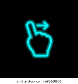 Swipe Right blue glowing neon ui ux icon. Glowing sign logo vector
