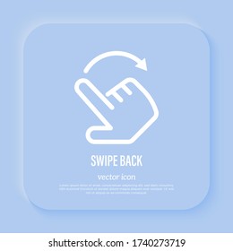 Swipe To Right By Finger. Hand Gesture With Arrow. Thin Line Icon For App. Vector Illustration.