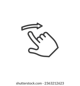 Swipe right gesture line icon. linear style sign for mobile concept and web design. Finger swipe right gesture outline vector icon. Symbol, logo illustration. Vector graphics