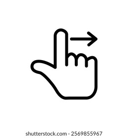 Swipe right icon Black and white outline vector
