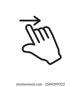 Swipe right icon black and white vector outline sign