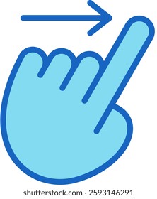 Swipe Right Icon Blue Vector Illustration
