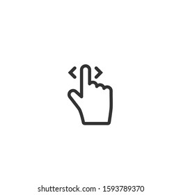 Swipe to right icon. Pointing hand with right arrow. Flat black scroll picrtogram isolated on white.