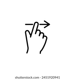 swipe right icon, slide finger, unlock phone action, line symbol set on white background - editable stroke vector illustration eps10