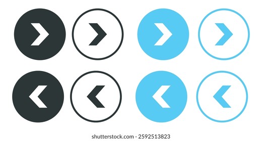 swipe right and let arrow icon set vector on white background