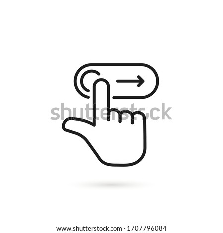 swipe right like thin line unlock icon. linear flat trend modern stroke logotype graphic lineart design isolated on white background. concept of cell phone user interface and easy login or enable