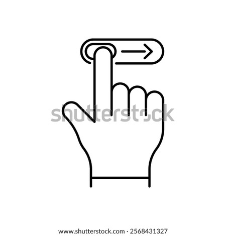 swipe right like thin line unlock icon. linear flat trend modern stroke logotype graphic lineart design isolated on white background. concept of cell phone user interface and easy login or enable