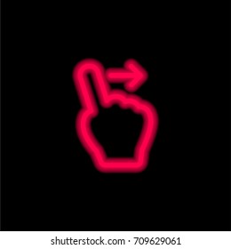Swipe Right red glowing neon ui ux icon. Glowing sign logo vector