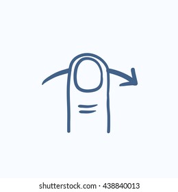 Swipe right touch screen gesture vector sketch icon isolated on background. Hand drawn Swipe right touch screen gesture icon. Touch screen gesture right sketch icon for infographic, website or app.